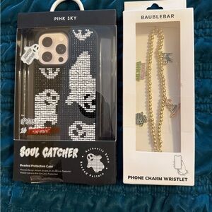 Pink Sky Black and White Beaded ghost iPhone 16 pro max